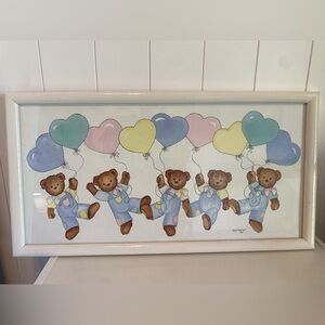 Vintage Pastel Teddy Bears Wall Art Print - Multicolor cira 1996